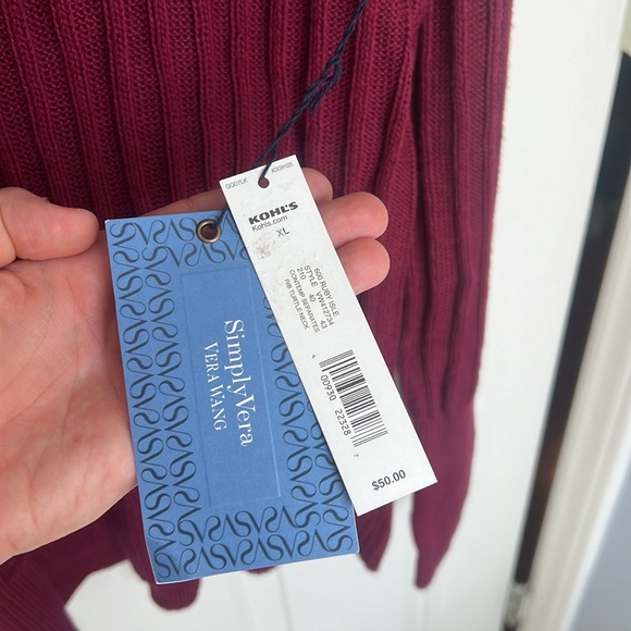 Fall Burgundy Sweater, XL Burgundy Turtle Neck Sweater, Cable knit sweater - Picture 2 of 11